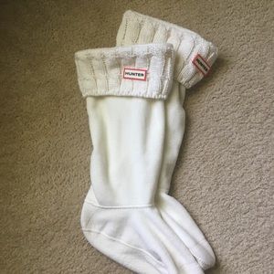 Hunter rain boots with socks. Like new.